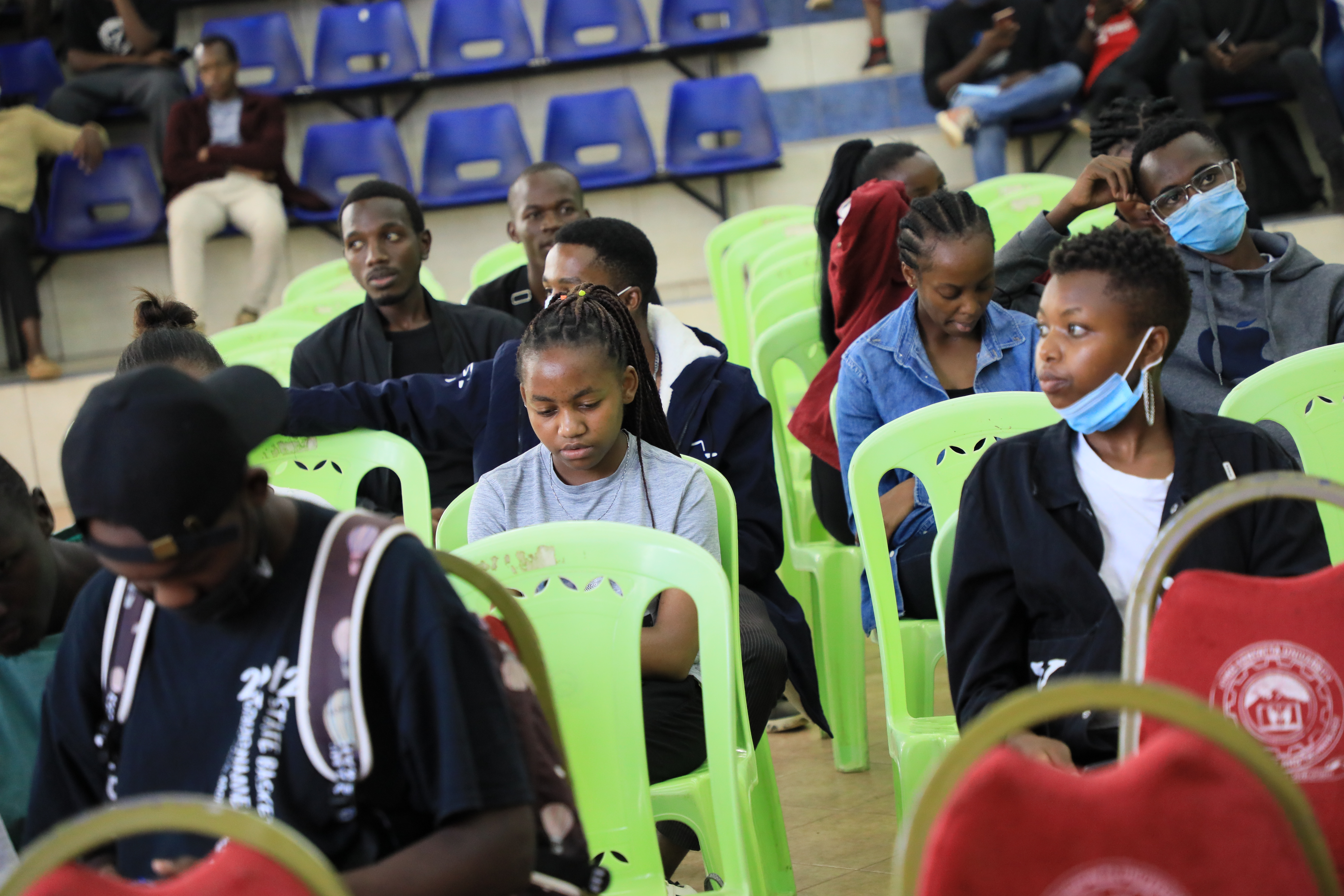 An audience of students at the JKUAT Drama club play at the Assembly Hall on Friday 19th February 2022. 