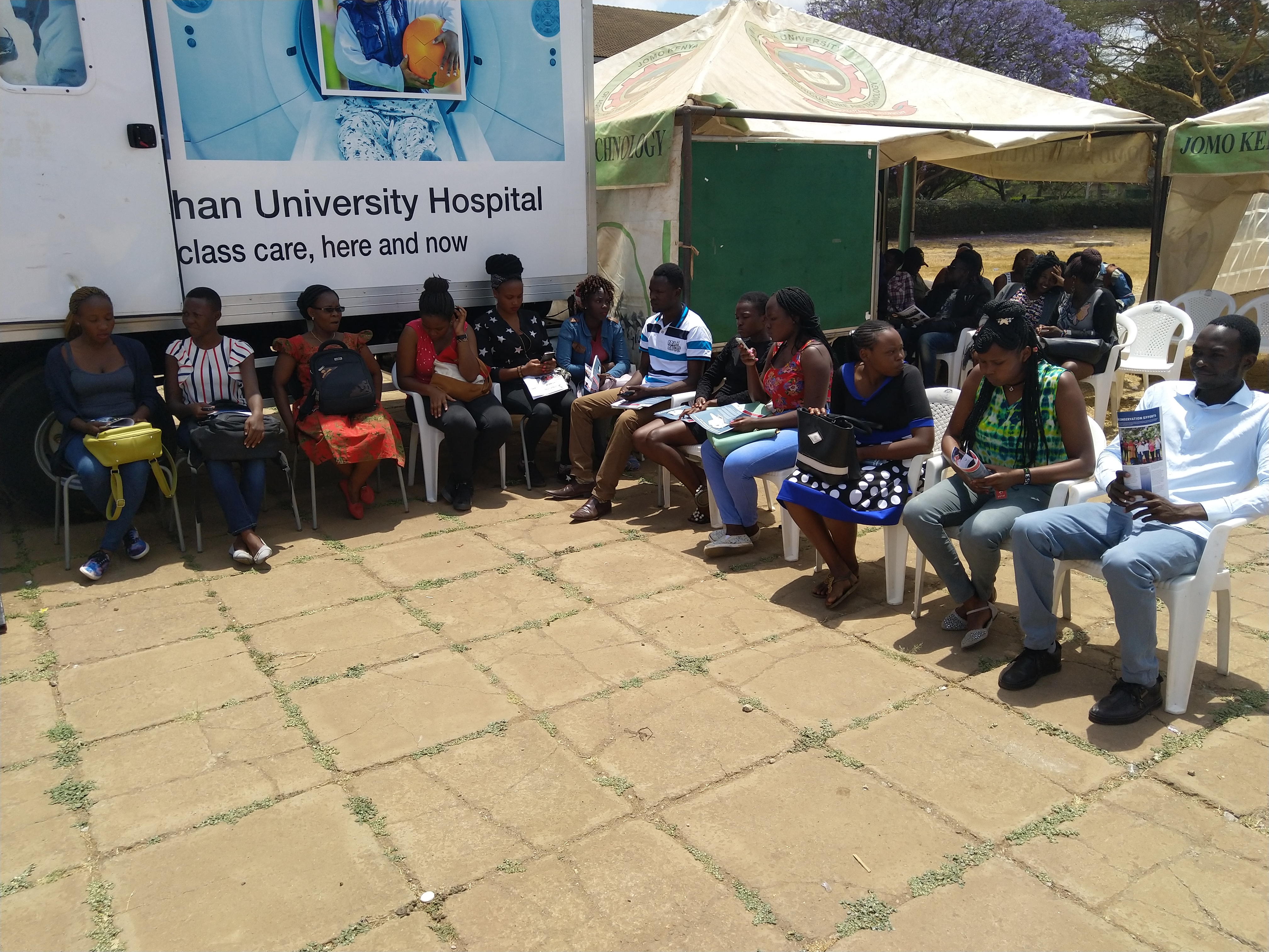 Students waiting to undergo Cancer screening at the health drive.