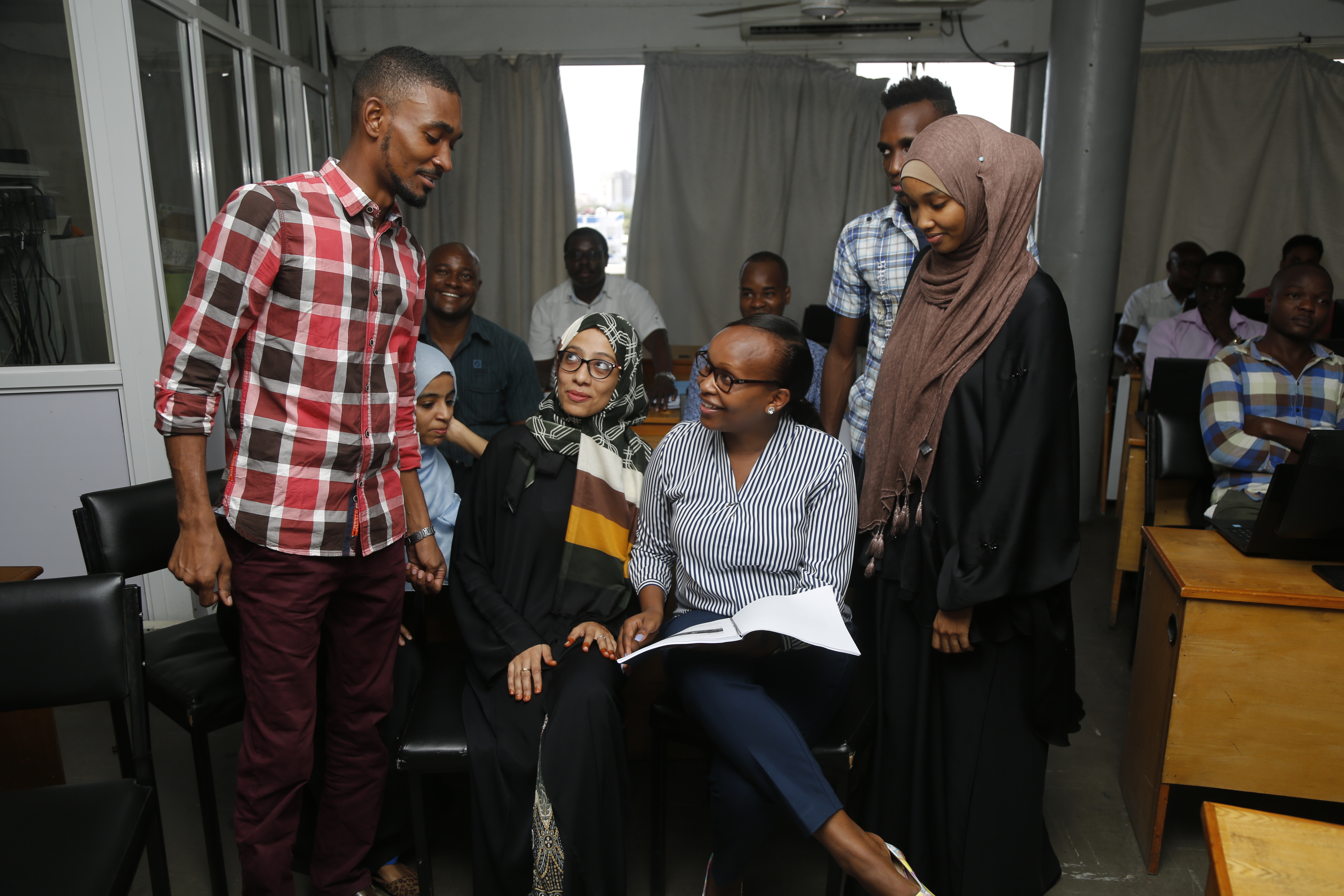 Dr. Fridah interacting with students at the Mombasa Campus.